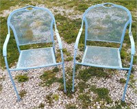 2 Vintage Metal Wrought Iron Deck Chairs