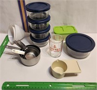 Anchor Hocking dishes, measuring cups, etc.