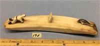 9 1/2" long x 2" wide, fossilized ivory tusk mount