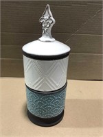 Ceramic White & Turquoise Decorative Canister