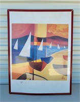 David Hosking "Sailboats" Print - Plastic Frame