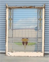 Primitive Wood Frame Stained Glass Window