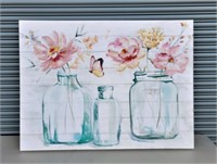 30" x 40" Canvas Print Jars & Flowers