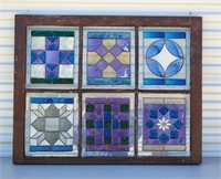 Primitive Framed Painted Stained Glass Window