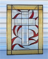 Metal Framed Stained Glass Cross Art