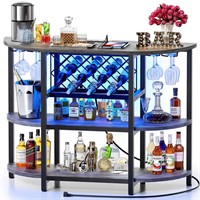 Zarler Bar Table Cabinet with Power Outlet, LED H