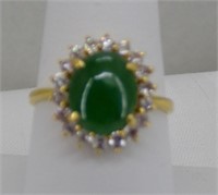 7.5 Gold Ring with Green stone