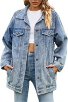 (N) Brnmyaeo Womens Denim Jackets Oversized Boyfri