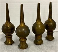 Four Antique Solid or Copper Finials