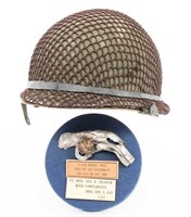 COLD WAR ISRAELI M1 HELMET & PRESENTATION SHRAPNEL