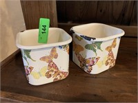 2PC MACKENZIE CHILDS ENAMELED BUTTEFLY CROCKS