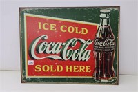 NEW ICE COLD COCA-COLA SOLD HERE SST SIGN