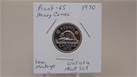 1970 Canadian Proof 65 Heavy Cameo Nickel,