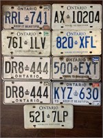 Lot of 9 Ontario License Plates as seen