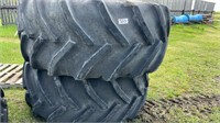 Pair of Goodyear DT820 800/70R38 Tires on JD Rims.