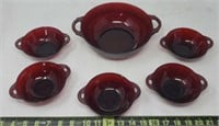 Ruby Red Berry Bowl Set (one small bowl chipped)