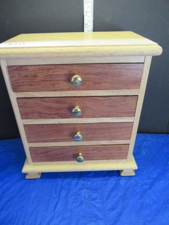 OAK JEWELRY CABINET - SM, MAHOGANY FRONT DRAWERS