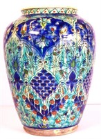 Jerusalem blue floral pottery vase