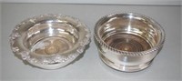 Two vintage silver plated bottle coasters