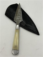 5 1/2” Damascus Style Boot Knife w/ Sheath