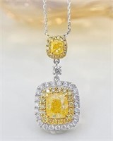 1.5ct Natural Yellow Diamond 18Kt Gold Necklace