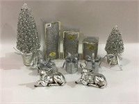 Lot of 10 Various Silver Decorative Christmas