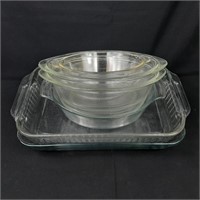 Large lot clear glass dishes Pyrex Glassbake more