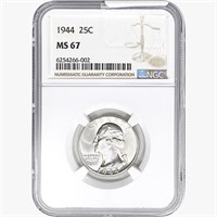 1944 Washington Silver Quarter NGC MS67