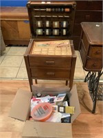 Sewing Cabinet w/Asst Sewing Supplies