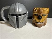 2 Star Wars Mugs pencil holders Chewbacca Boba