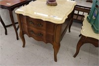 Marble Top Maple End Table w/Drawer