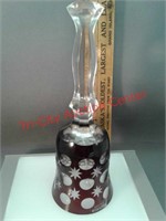 Bohemian style Glass Bell - red cut to clear with