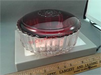 Anchor Hocking Crystal puff boxes with royal ruby