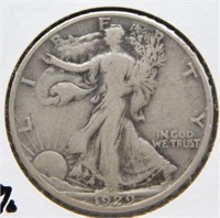 1929-D Walking half dollar, 90% Silver.