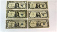 (6) 1957 BLUE SEAL SILVER CERTIFICATES