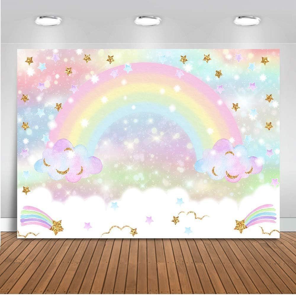 $15  Pastel Birthday Backdrop  Rainbow  7x5ft