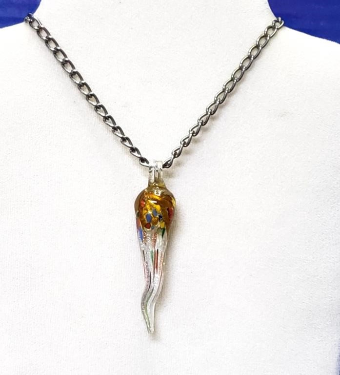 Necklace with Blown Glass Pendant