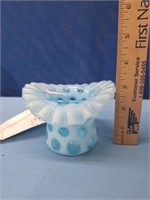 Fenton Small Hat Vase Blue Opalescent