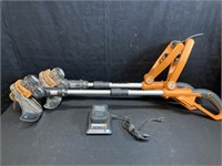 TWO WORX 18 VOLT WEED EATERS WITH ONE BATTERY AND