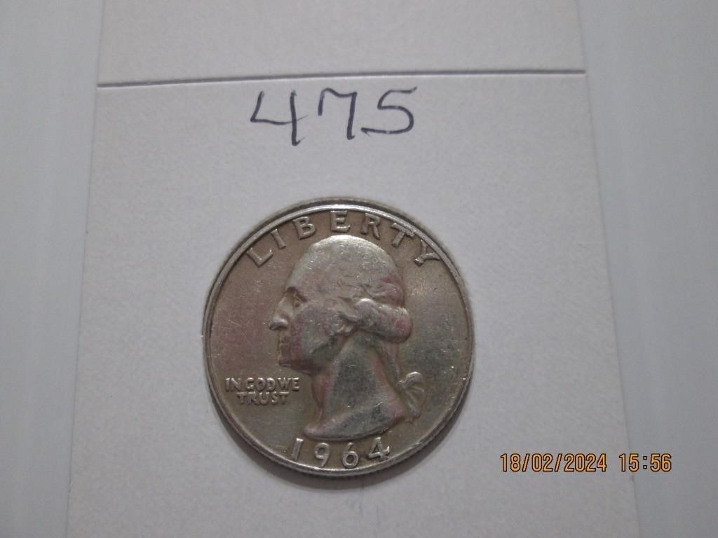 1964 AU Washington Silver Quarter