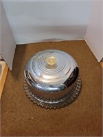 MCM Metal Cake Cover with GLass Cake Plate