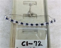 C1-72 sterling slide bracelet w/blue & clear