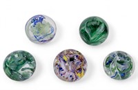 Signed Art glass Paperweights (5)