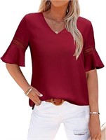 NEW $30 XL Women's Blouse Half Sleeves V-Neck