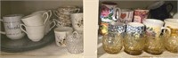 Shelf of Misc Coffee Cups & Glasses & More