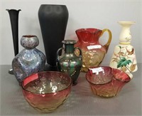 8 pieces of assorted art glass etc including