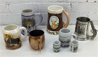 Lot of assorted beer Steins and mugs