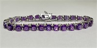 Sterling Amethyst Tennis Bracelet 14 Grams 7"