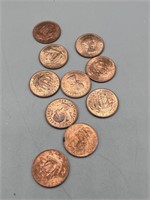 (10) 1967 UNC Canadian Half Pennies