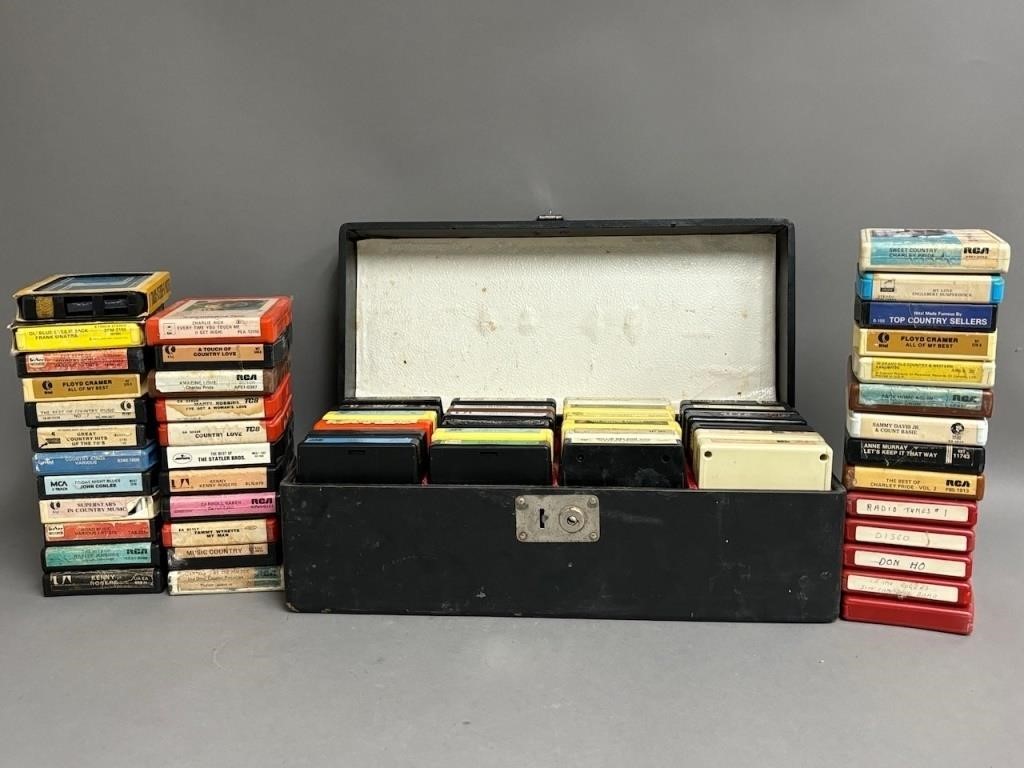 Large Collection of 8-Tracks w/ Case